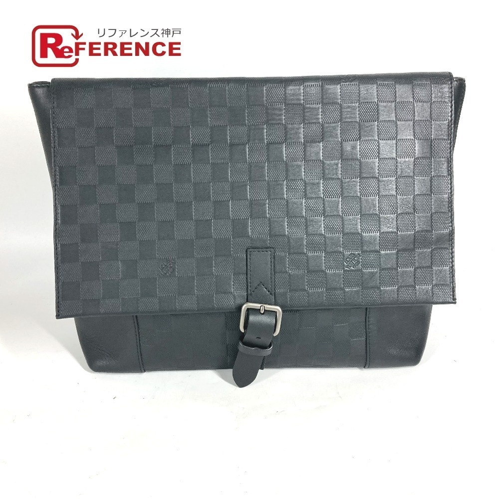 LOUIS VUITTON Damier Infini Black Loft Bag Flap Business Handbag Onyx Black